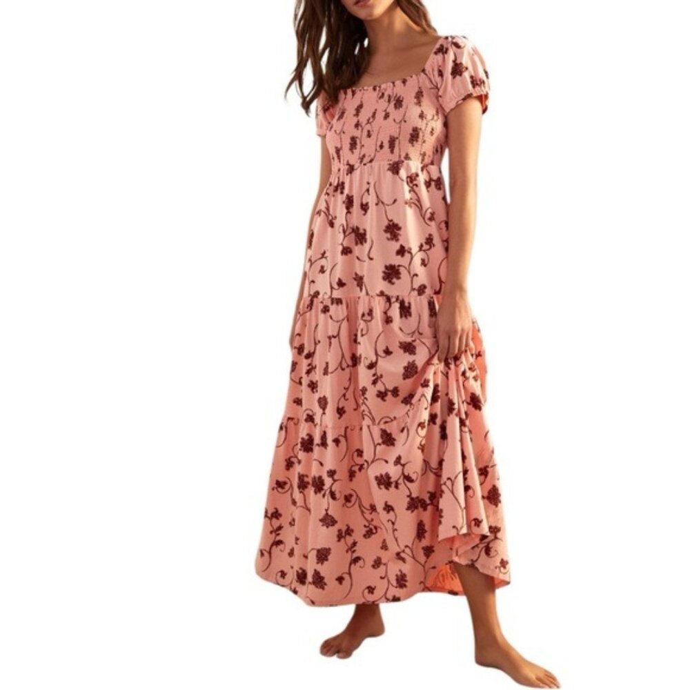 Anthropologie Daily Practice Tiered Maxi Dress in Pink (Coral) Size Medium